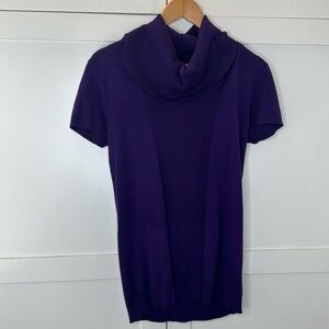 Dress barn purple turtleneck short sleeve sweater size Large